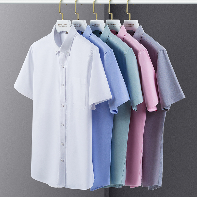 Oxford Cotton Casual Shirt Business - الصيف عالية الجودة 100% القطن الرجال