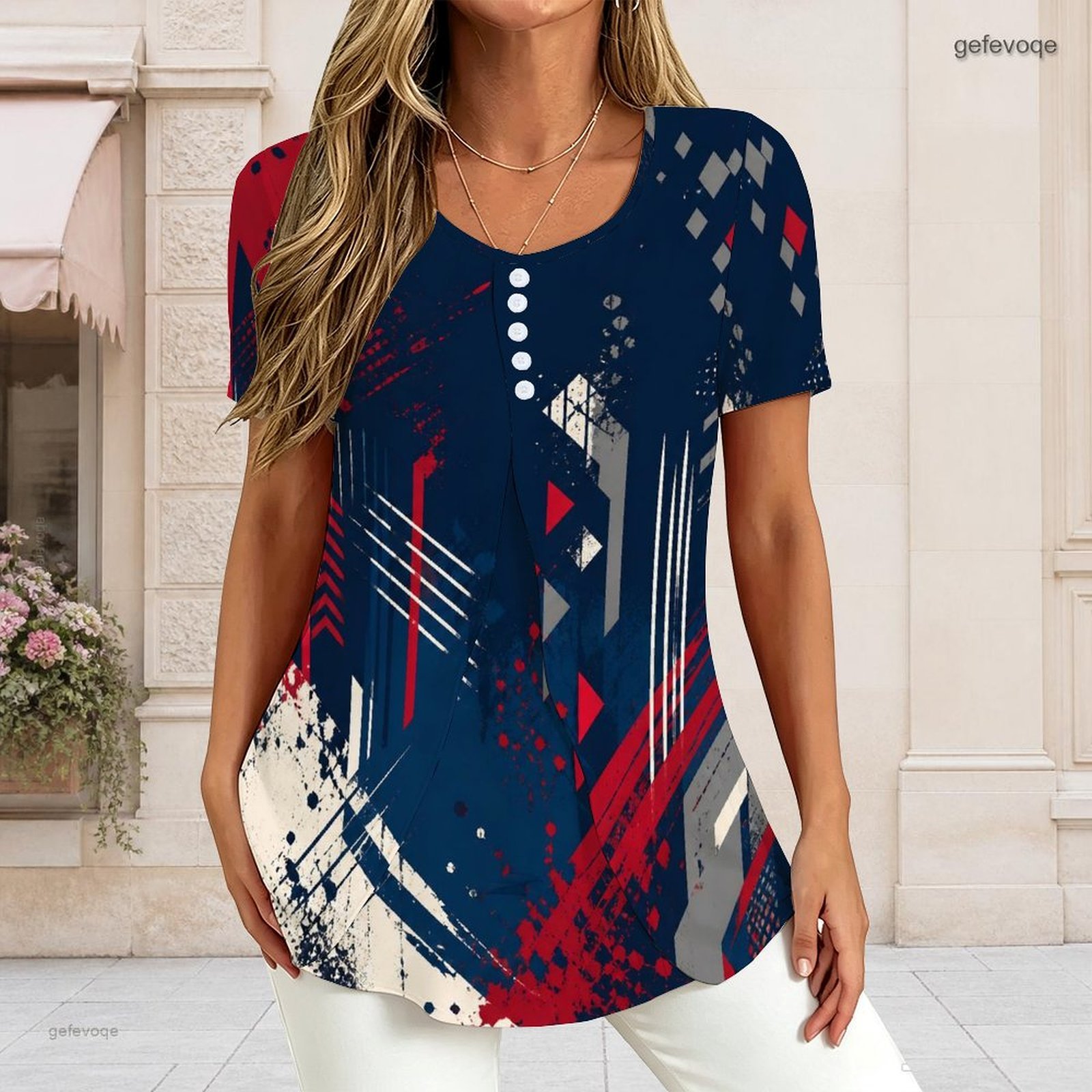 T-Shirts - تي شيرت نسائي برقبة على شكل