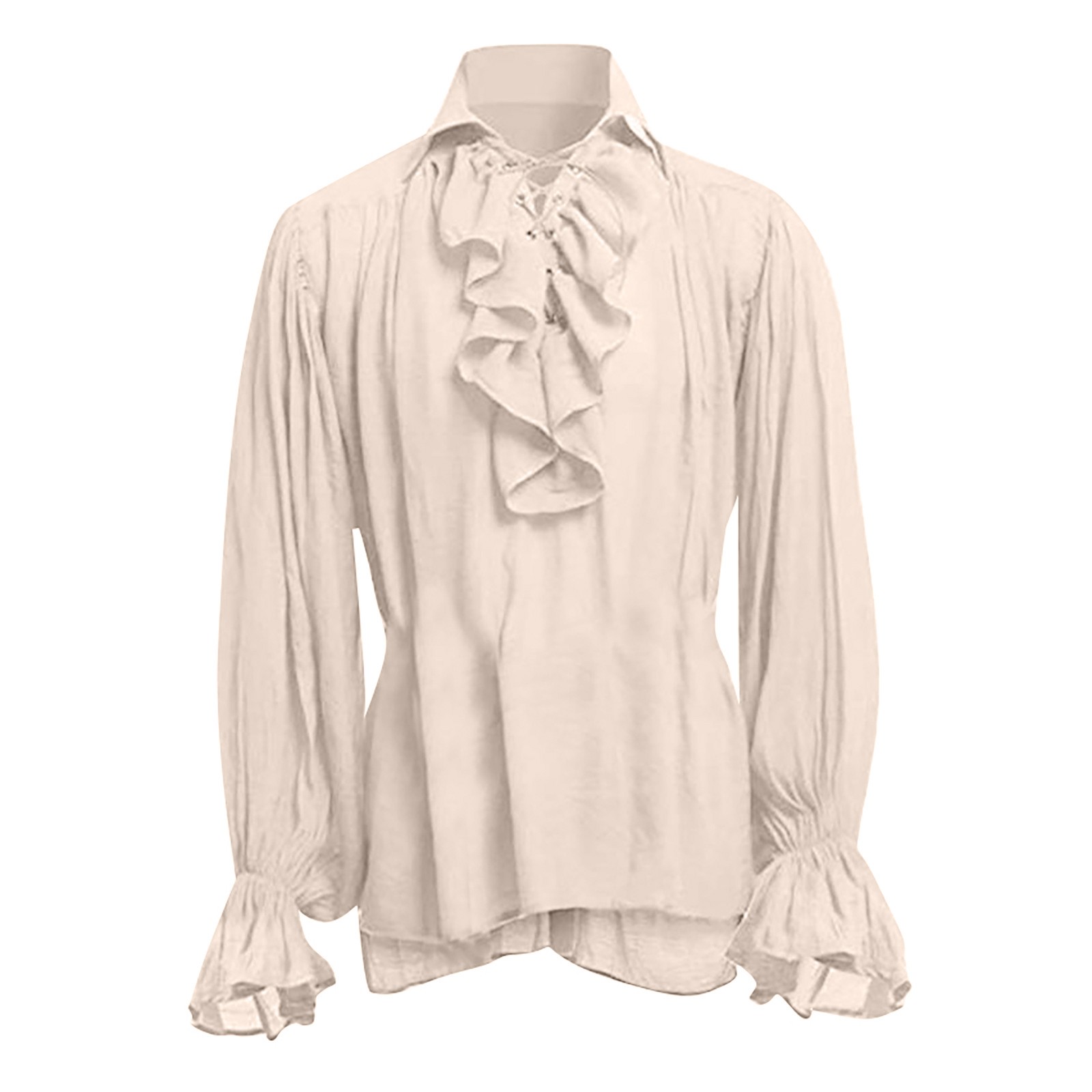 Medieval Gothic Lace Up Pirate Shirt - رجل هالوين الدانتيل يصل القراصنة قميص