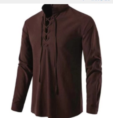 قميص رجالي بتصميم قرصان، قميص  - مراجعة Medieval Gothic Lace Up Pirate Shirt وسعره