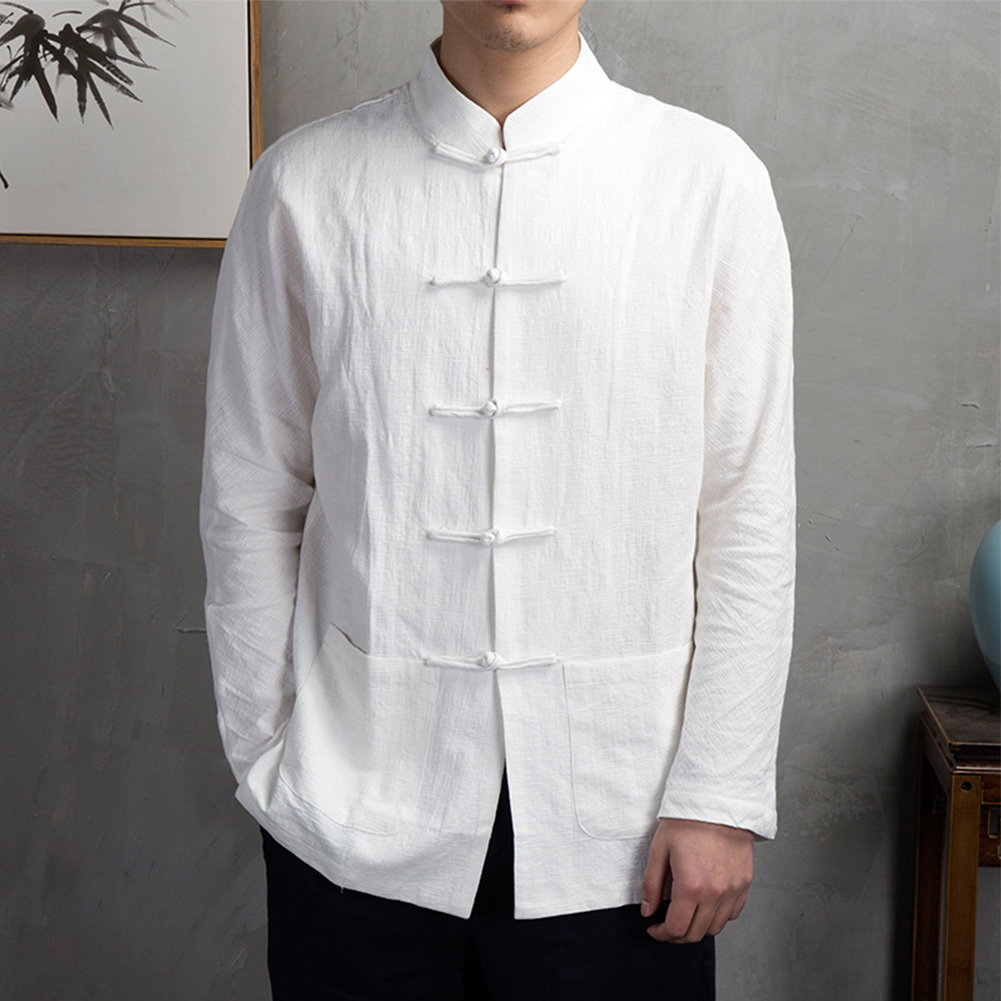 ملابس رجالية تقليدية صينية عتي - مراجعة Mens Linen Shirt Long Sleeve وسعره