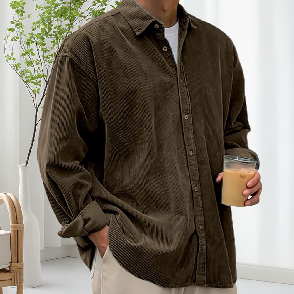 قمصان رجالية كاجوال للخارج بلو - مراجعة Corduroy Button Up Shirt Men وسعره