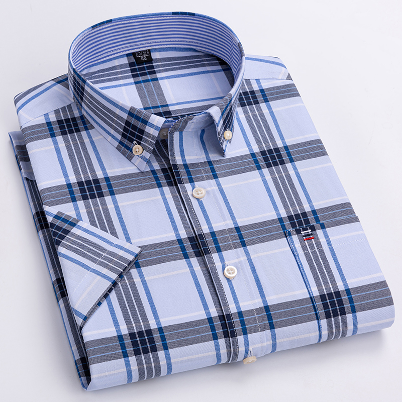 جودة الرجال قميص قصير الأكمام  - مراجعة Oxford Cotton Casual Shirt Business وسعره