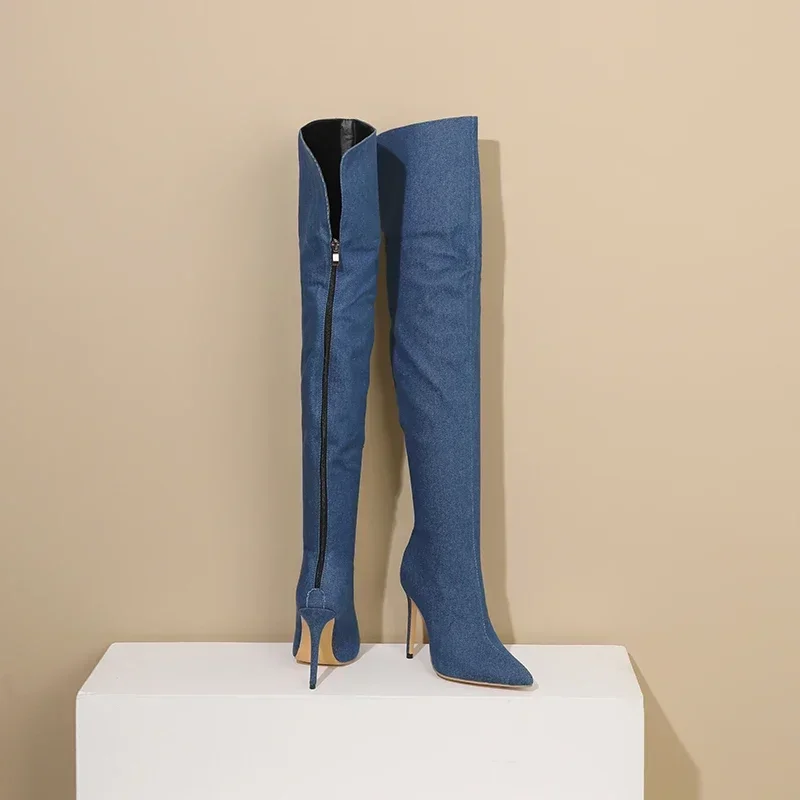 مثير النساء الفخذ أحذية عالية  - مراجعة Jeans وسعره