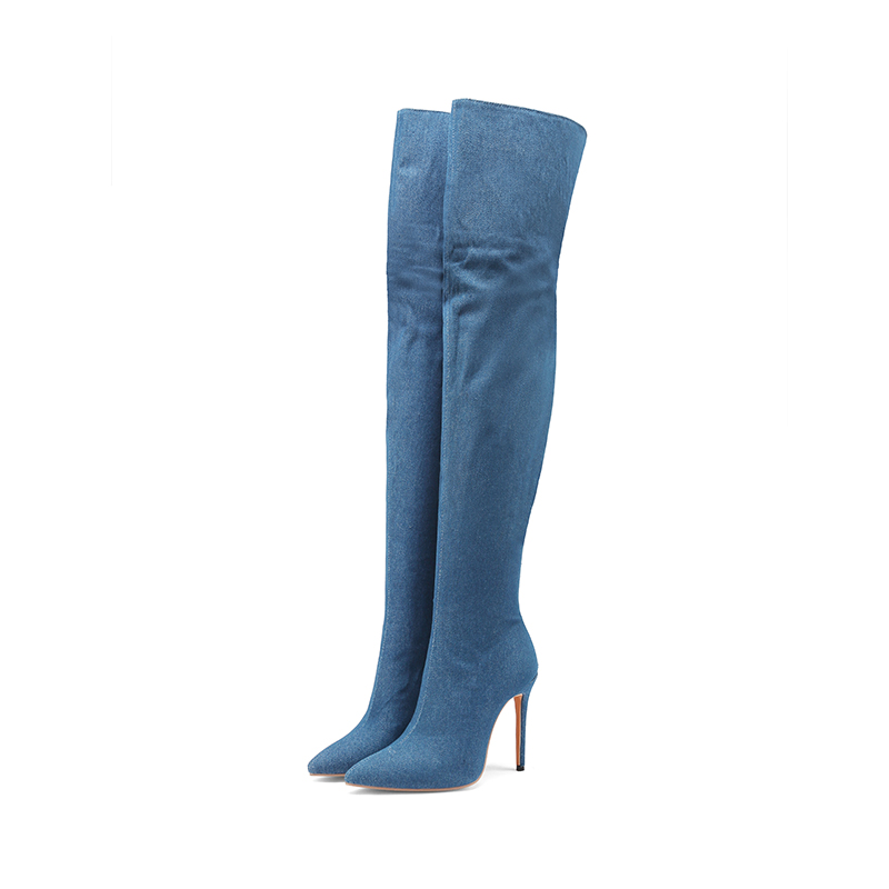 مثير النساء الفخذ أحذية عالية  - مراجعة Jeans وسعره