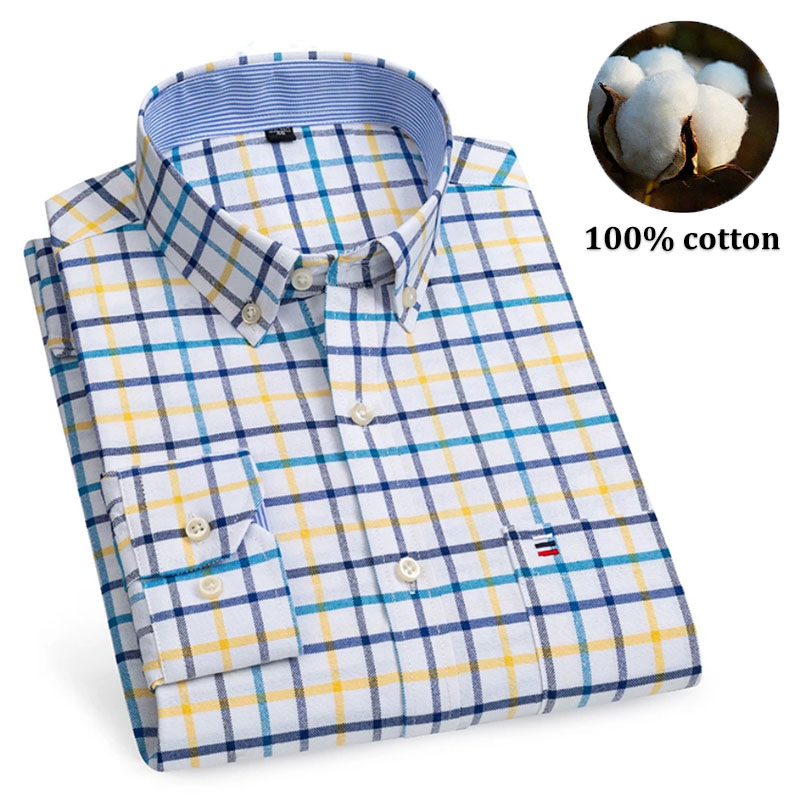 قمصان رجالية قطن 100% بأكمام ط - مراجعة Oxford Cotton Casual Shirt Business وسعره