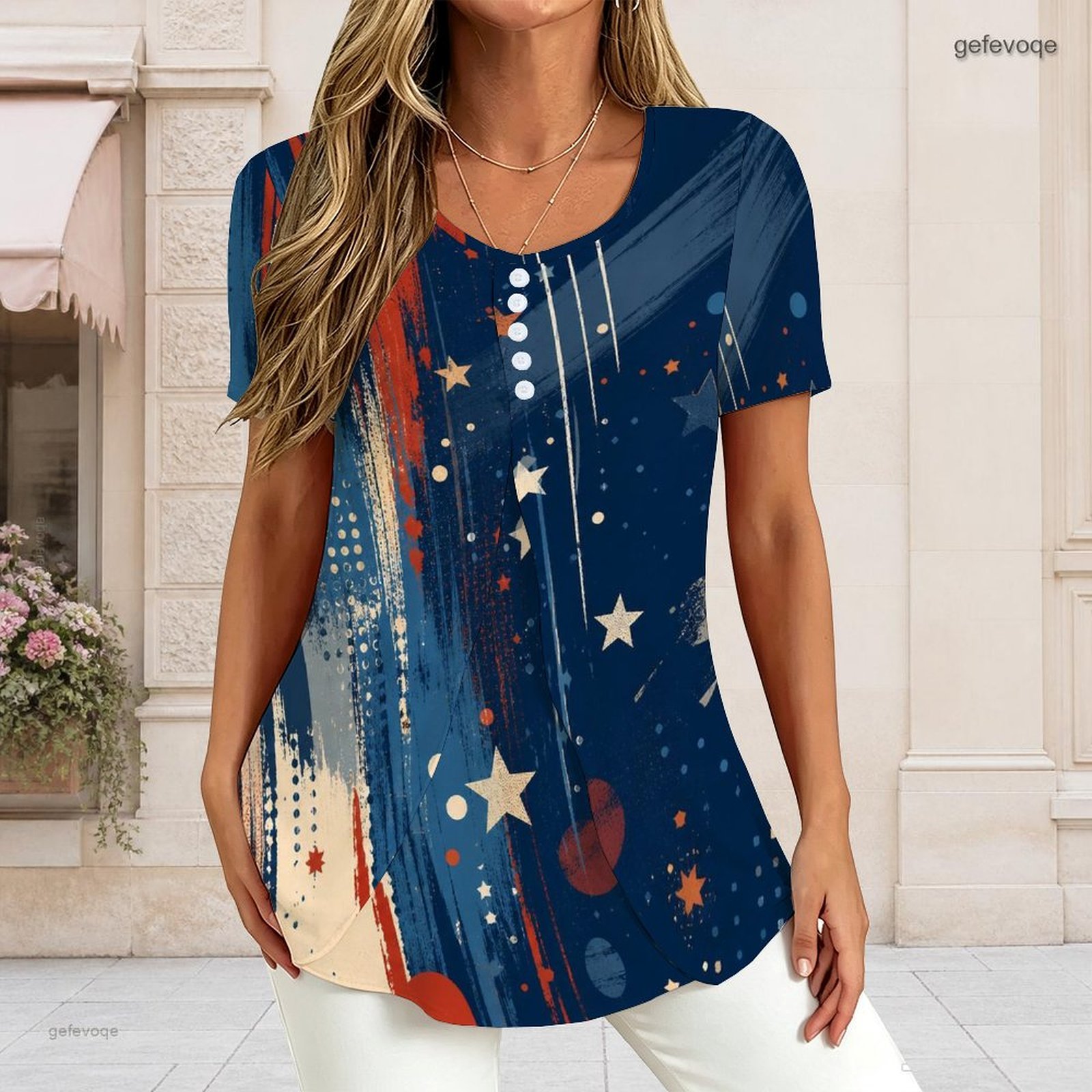 تي شيرت نسائي برقبة على شكل V  - مراجعة T-Shirts وسعره