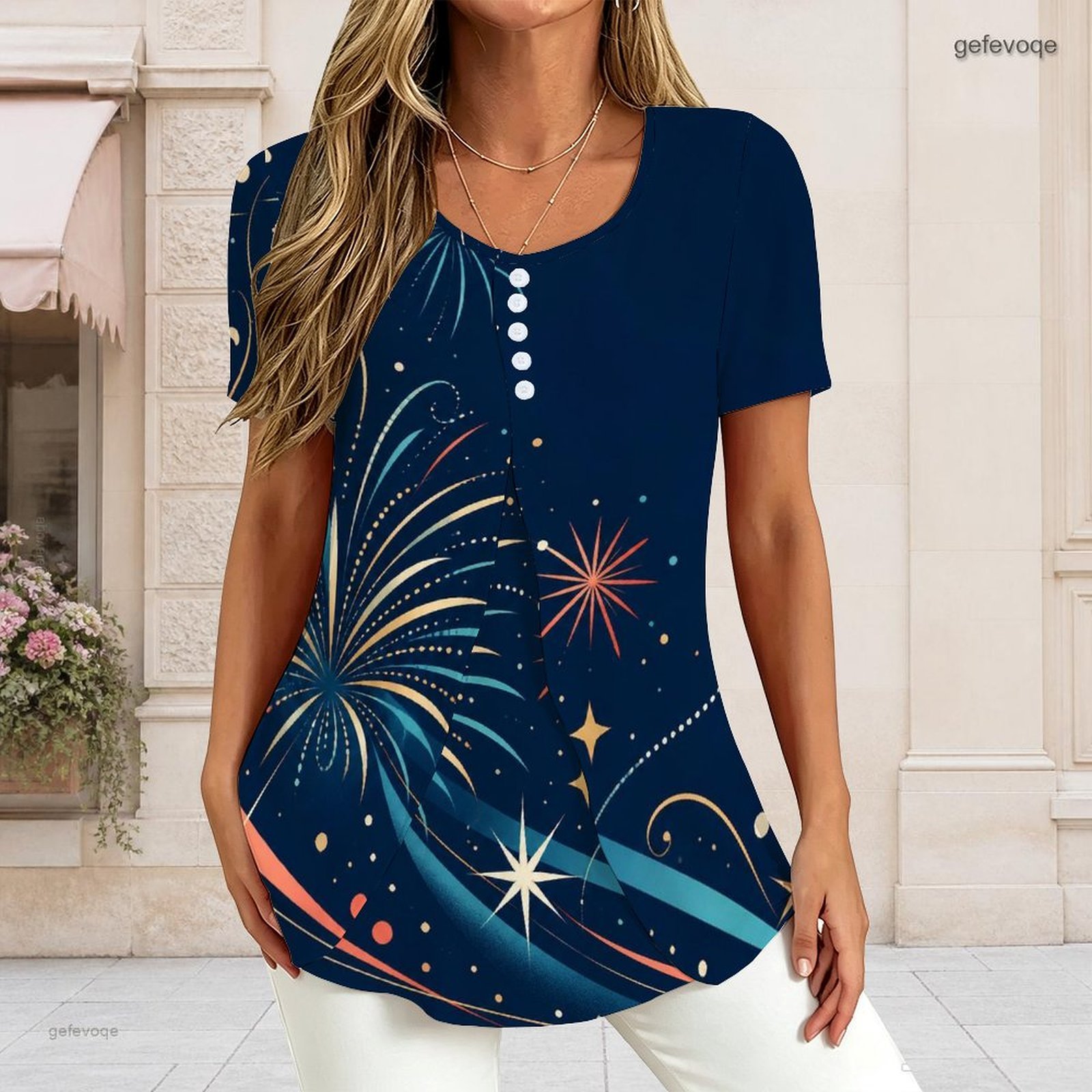 تي شيرت نسائي برقبة على شكل V  - مراجعة T-Shirts وسعره