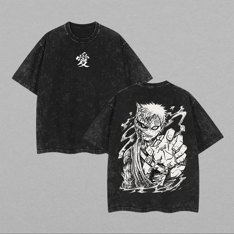 تي شيرت ناروتو غارا بتصميم شوك - مراجعة Acid Wash Vintage Graphic T Shirt وسعره