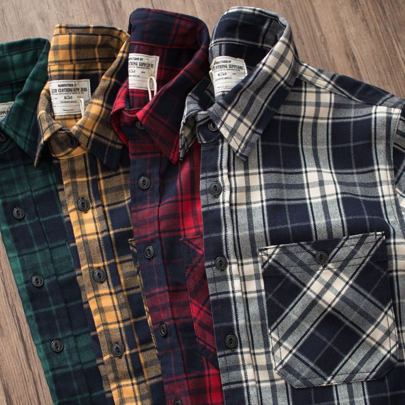 خريف جديد الأمريكية الرجعية 30 - مراجعة Flannel Plaid Shirt Heavy Weight وسعره