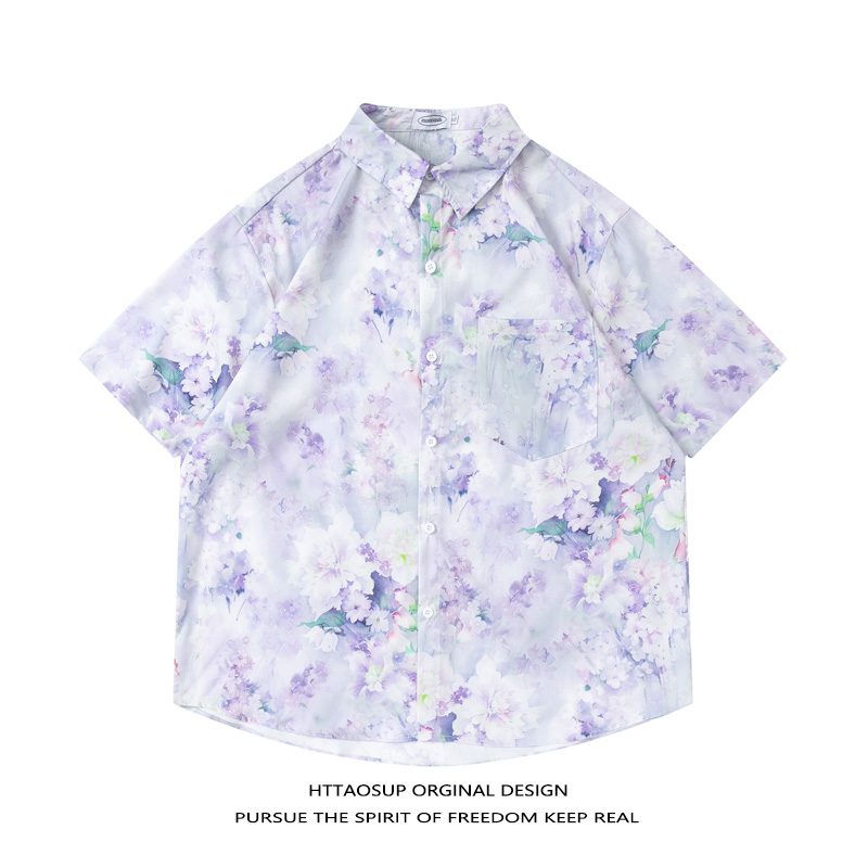 قميص رجالي صيفي فضفاض بأكمام ق - مراجعة Vintage Hawaiian Floral Shirt وسعره