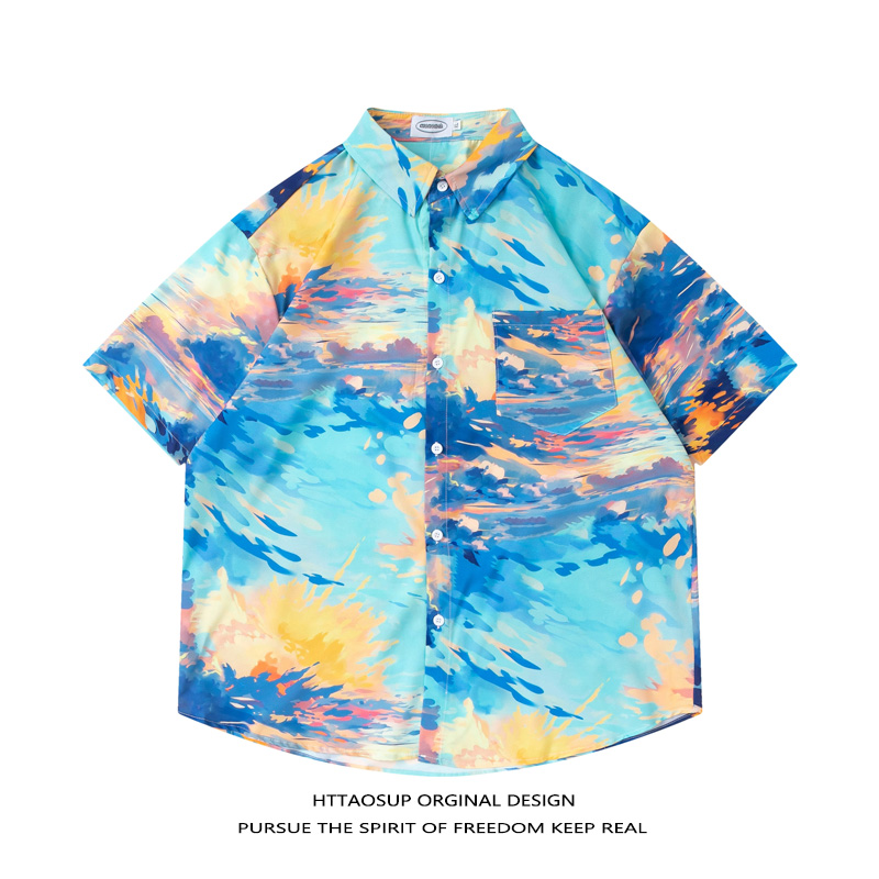 قميص رجالي صيفي فضفاض بأكمام ق - مراجعة Vintage Hawaiian Floral Shirt وسعره